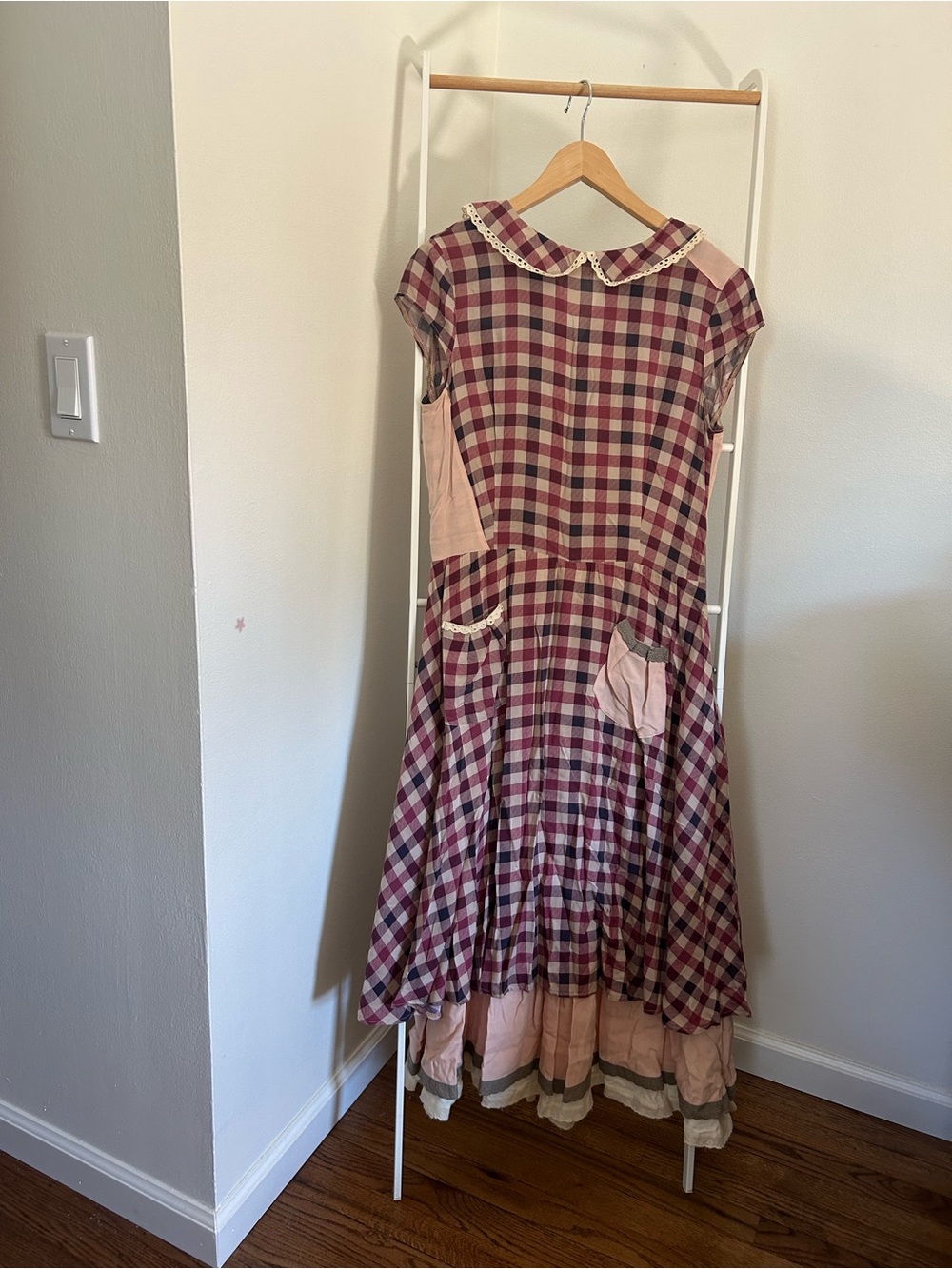 Pink Plaid Cotton Cottage style Dress